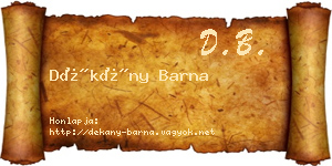 Dékány Barna névjegykártya