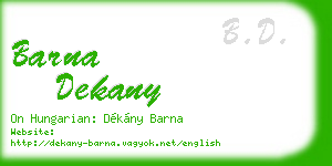 barna dekany business card